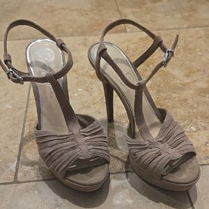 JS Elegant Taupe Platform Women's Heels